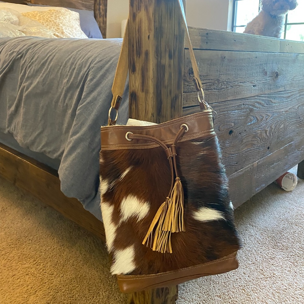 Holy Cow Couture hair on hide bucket bag